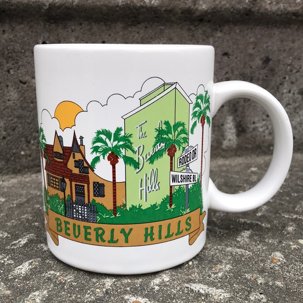1996 Beverly Hills Hotel Coffee Mug • Rodeo Dr • Wilshire Blvd • 90210